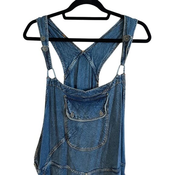 Sacred Threads Overalls Women L Blue Denim Patchwork Boho Y2K Retro Western 80s - Picture 4 of 15